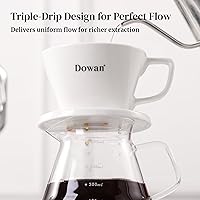 Vista 3 de DOWAN Cafetera de Goteo, Cafetera de Goteo No Eléctrica con Diseño de Base Abierta, Cafetera Manual, Accesorios de Preparación Lenta de Porcelana