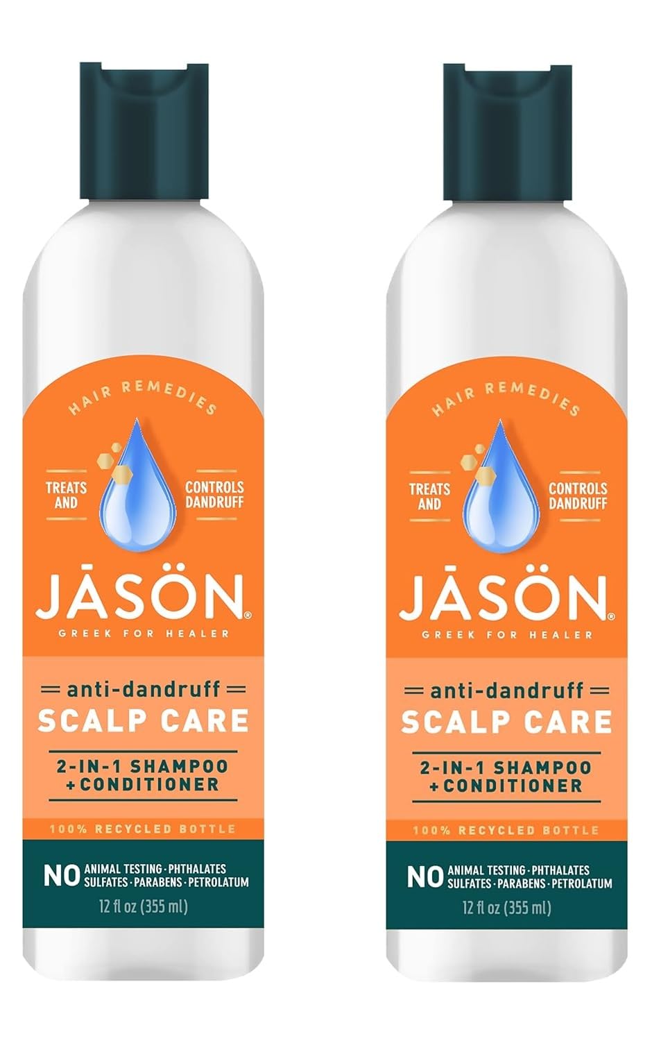 JASON Dandruff Relief Treatment 2-in-1 Shampoo & Conditioner, 12 Fl Oz (Pack of 2)