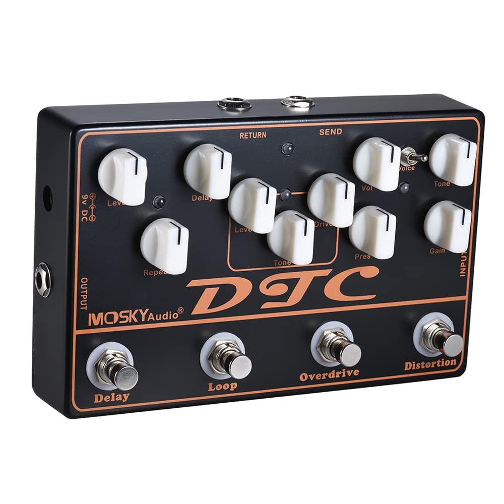 Loop station,KOCAN DTC 4-in-1 Effetti a pedale per chitarra elettrica Distorsione + Overdrive + Loop + Delay