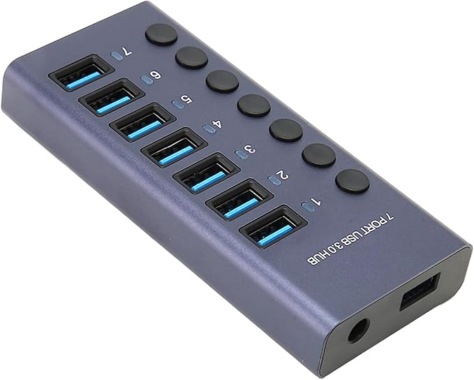 Hub USB 3.0 de 7 Puertos 5Gbps Estación de Acoplamiento miniatura 4