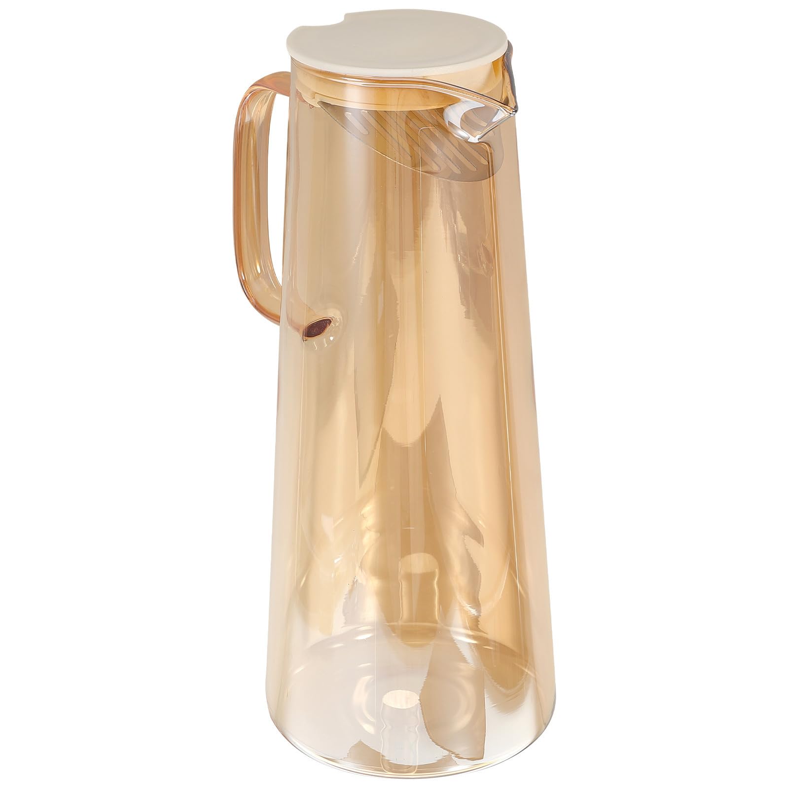 Levemolo Jarra de Vidrio de 1.8 L con Diseño Ergonómico y Acabado Metálico para Dispensar Agua Fría y Jugos con Tapa Transparente y Gran Capacidad
