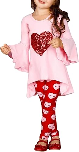 TBUIALL Day Trousers Cute Girls Long Valentine's Sleeve Fashionable Set Top Baby Girls Outfits&Set 3 Month Baby Girl