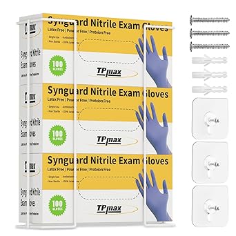 TPmax L Size Gloves Box Holder Glovesbox Wire Rack Dispenser for Gloves,Tissues Paper Towels Organizer - Mounting Accessories Included - Holds 3 boxes - Perfect for Lab, Food Service and Home