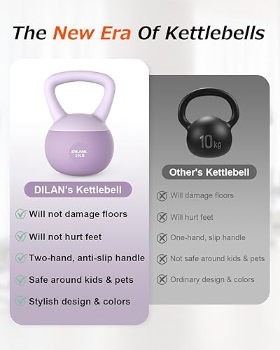 Miniatura 3 de Pesa rusa suave, campana de entrenamiento de fuerza segura, base acolchada resistente a los impactos y peso de agarre antideslizante, juego de pesas