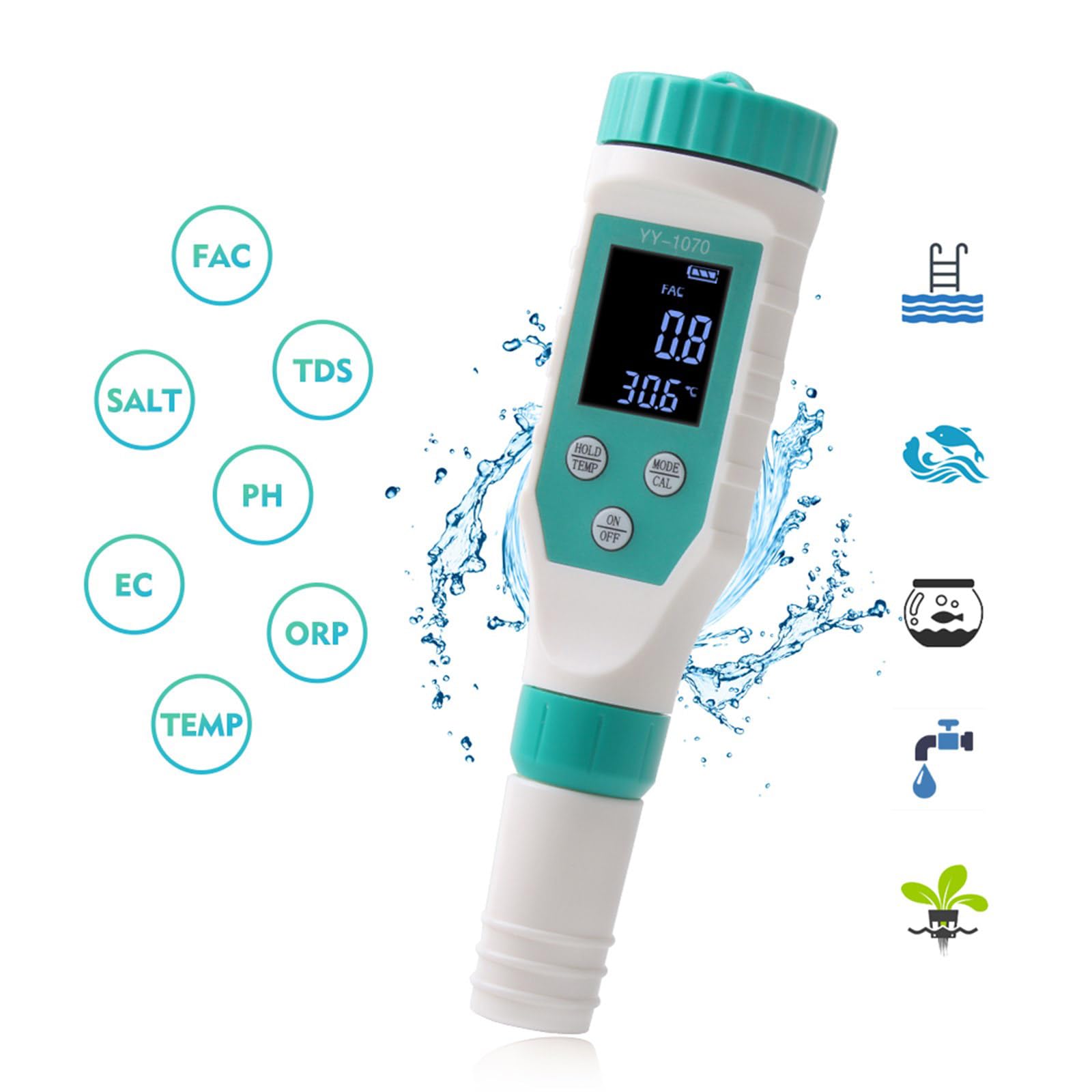 Herramienta de análisis de agua integral portátil multifuncional que incluye medidas de temperatura para analizadores de agua hidrófilos