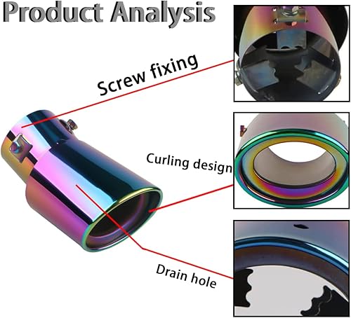 Miniatura 4 de Punta de escape de acero inoxidable para automóvil, tubo de escape universal de 5.5 pulgadas, tubo trasero de garganta trasera de modificación,