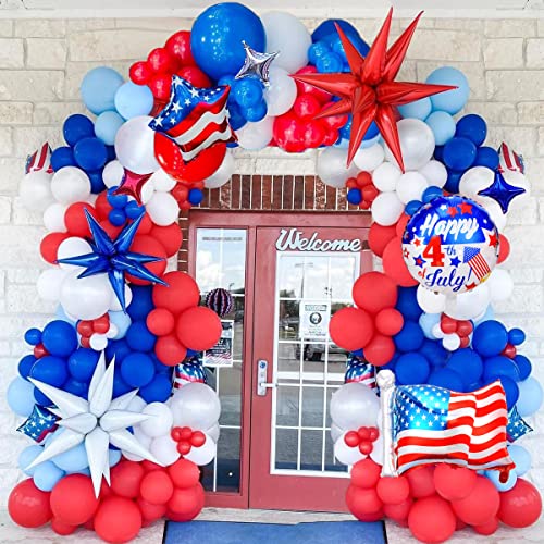 4th of July Balloons Arch Decorations Red White and Blue Balloon Garland Independence Day Balloons Star Foil Balloon for Fourth of July Veterans Memorial Day Patriotic Party Birthday Party Supplies
