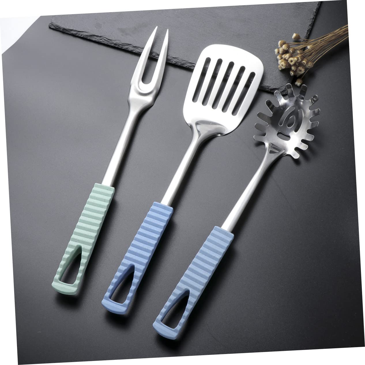 Cabilock 2pcs Bbq Fork for Grill Long Fork Retractable Large Heat Resistant Stainless Steel Dishwasher Safe Kitchenware Random Color