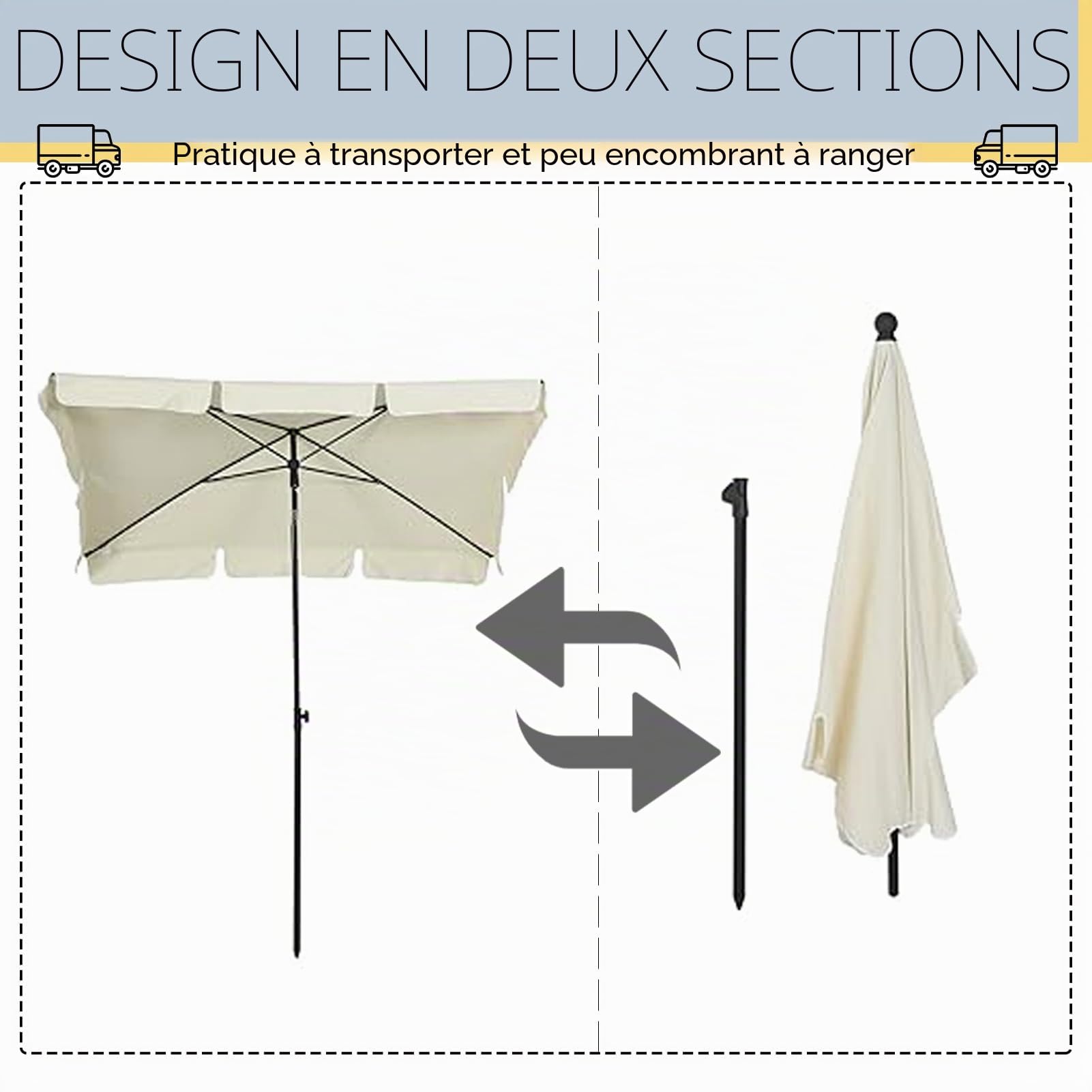 3 x 3 m,2.5 x 2.5 m,Carré Toile de Rechange,Auvent de Rechange pour Déporté Parasol de Terrasse,Auvent de remplacement pour parasol de 8 baleines,Pour extérieur