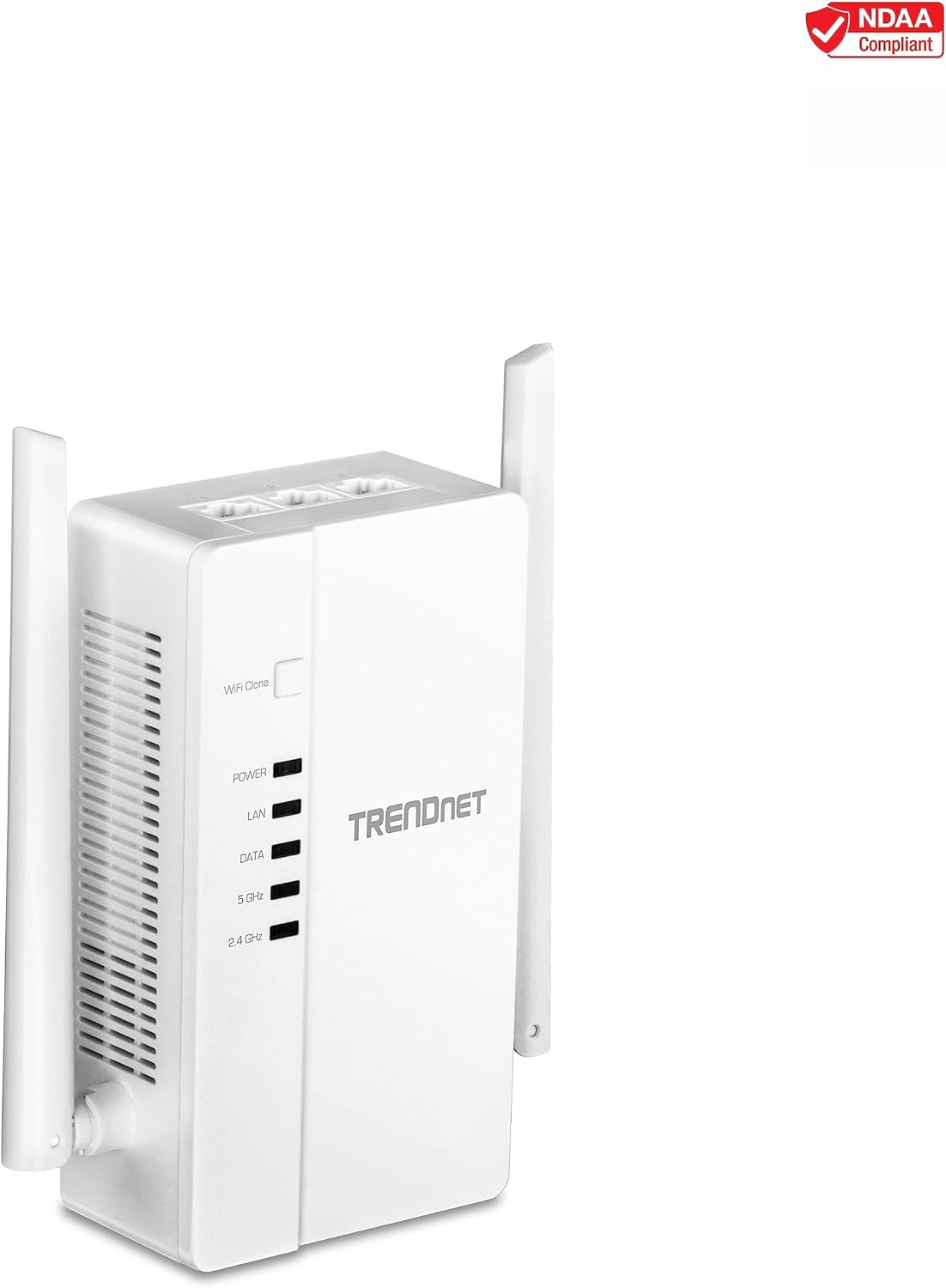 TRENDnet Wi-Fi Everywhere Powerline 1200 AV2 AC1200 Wireless Access Point, Expand Your Wireless Coverage, Built-in Concurrent Dual-Band, 3 x Gigabit Ports, MIMO, Beamforming, White, TPL-430AP