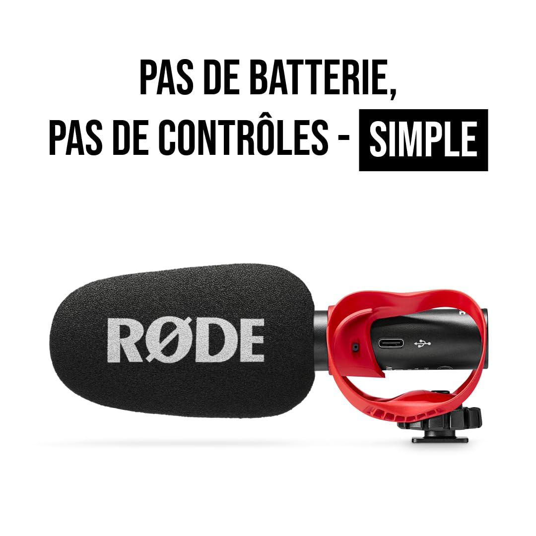 RØDE VideoMic GO II Microphone Canon Ultra-Compact pour caméra avec Sorties 3,5 mm et USB, idéal pour Le Tournage, la création de Contenu, Le podcasting et Les appels vidéo