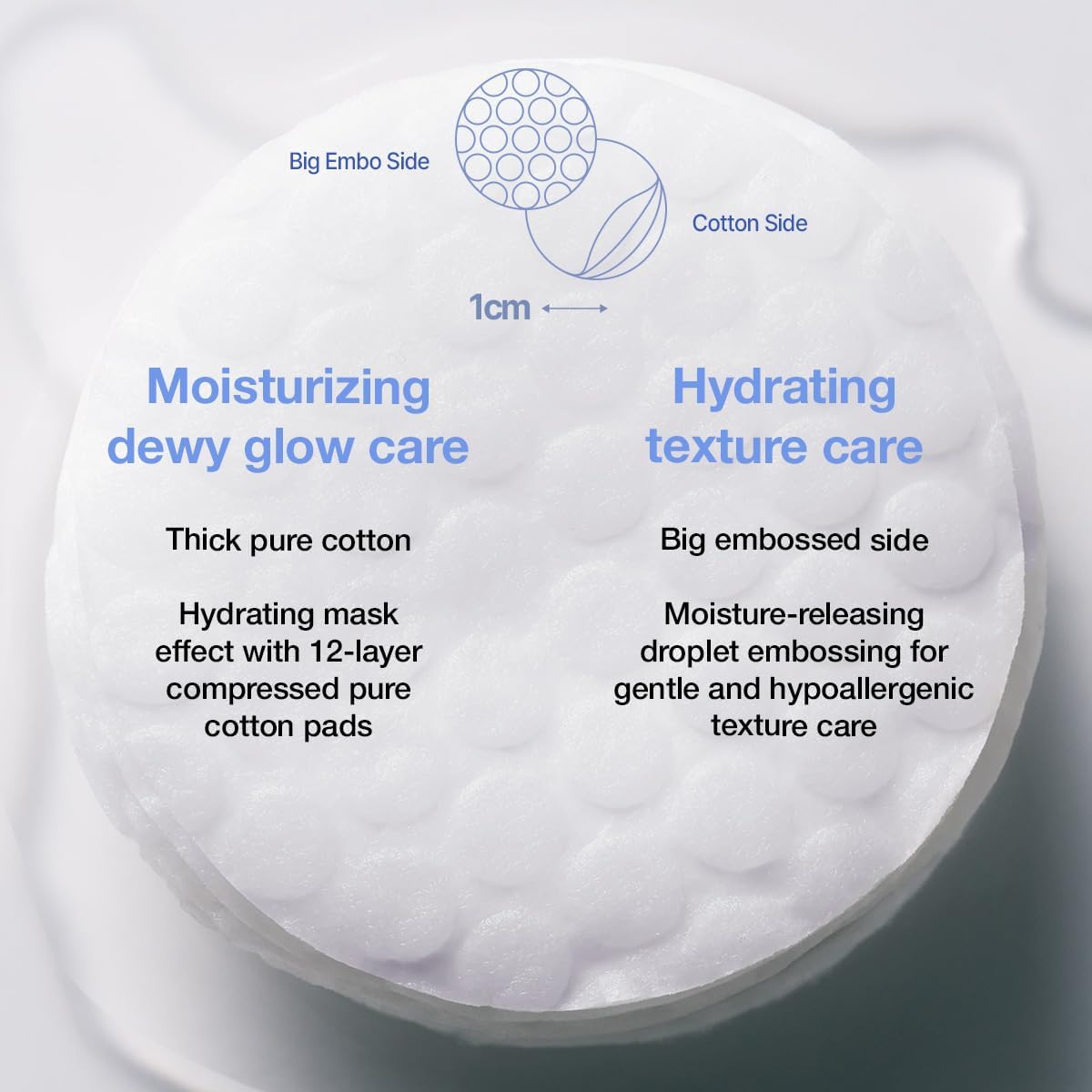 DERMATORY Hyaluron Moisture Embo Pad, Hyaluronic Acid Cotton Toner Pads for Face, Deep Moisturizing for Dry Skin, Glow Skin for Makeup, Hypoallergenic for Sensitive Skin, Korean Skin Care, 60 Sheets