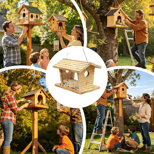 Mangeoire pour oiseaux résistant aux intempéries en bois de qualité supérieure - 5