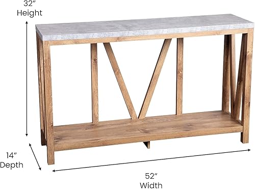 Miniatura 3 de Flash Furniture Charlotte Farmhouse - Mesa consola de 2 niveles, marco de madera de ingeniería con acabado de roble cálido, mesa con acabado de