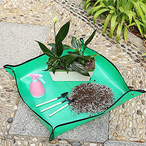 2PCS 39.4\" x 39.4\" Plant Repotting Mat Waterproof Transplanting Mat Indoor Succulent Potting Mat Portable Gardening Soil Changing and Watering mat Square and Foldable Garden mat