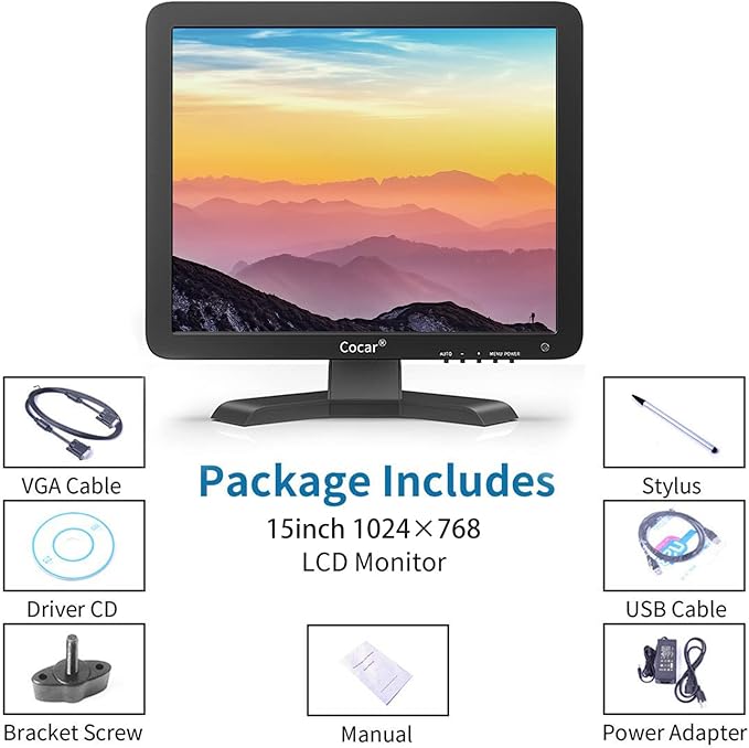 Monitor Táctil de 15 Pulgadas con Resolución 1024x768 y Entrada VGA miniatura 7