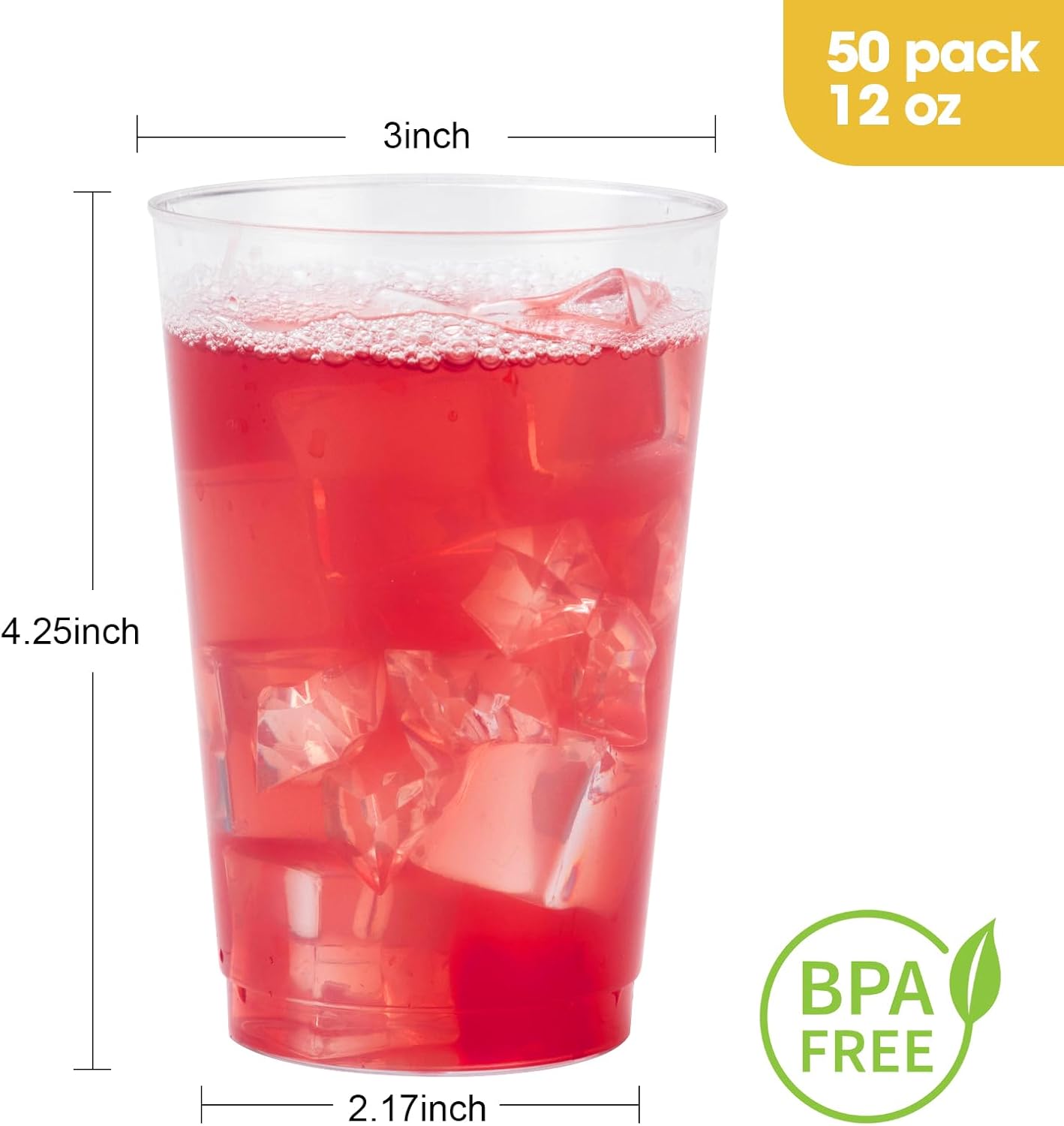Goodluck 50PCS 12oz Clear Plastic Cups for Party, Disposable Clear Plastic Cups, Cocktail Glasses for Wedding Thanksgiving, Christmas, and Parties - Image 4