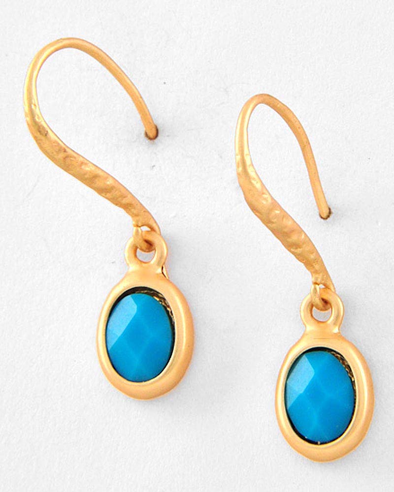 Turquoise Acrylic Earrings in Matte Gold Tone