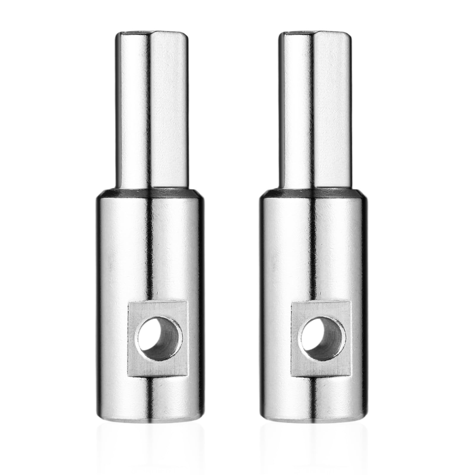 2pcs Ice Auger Drill Adapter, Universal Fit 1/2" Chuck with 1/4" Hole Adapter for Cordless Power Drills Bit Attachment for Ice Fishing Augers Fits 1/4"-20 Wing Bolts & Locking Screws