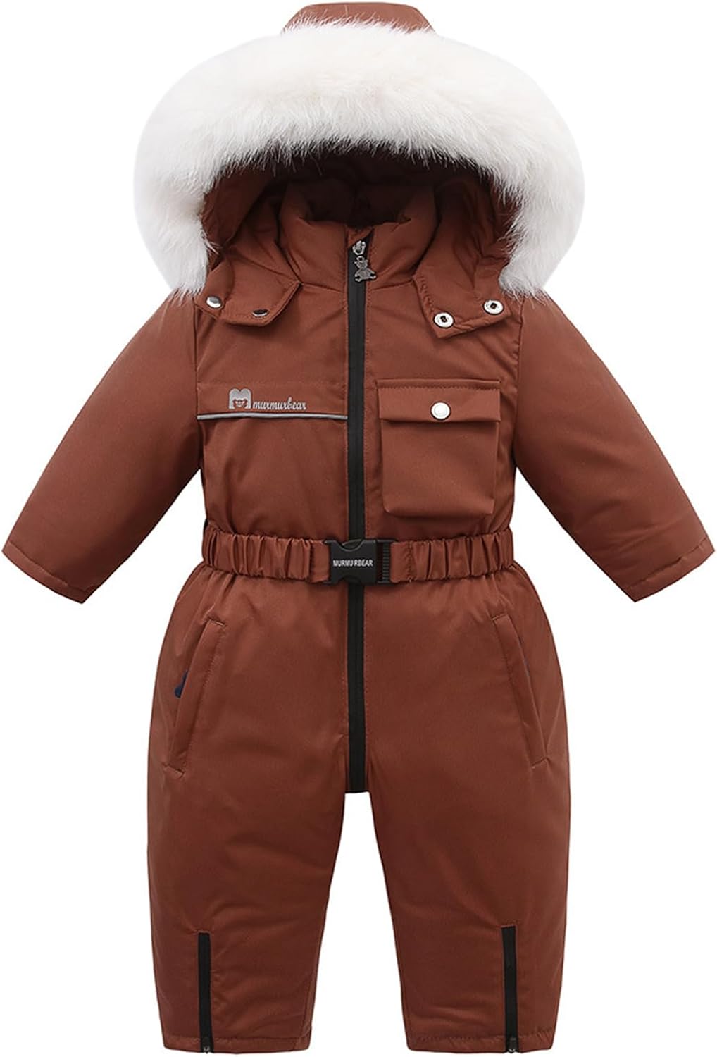 Tuta Da Neve Bambino Impermeabile Con Cappuccio - Pagliaccetto Invernale In Pile Con Strisce Riflettenti - Foto 9