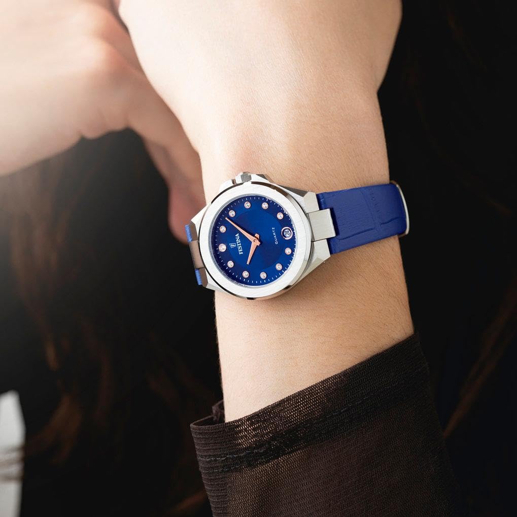 Festina Orologio Donna Analogico in Acciaio Inossidabile e Pelle Blu