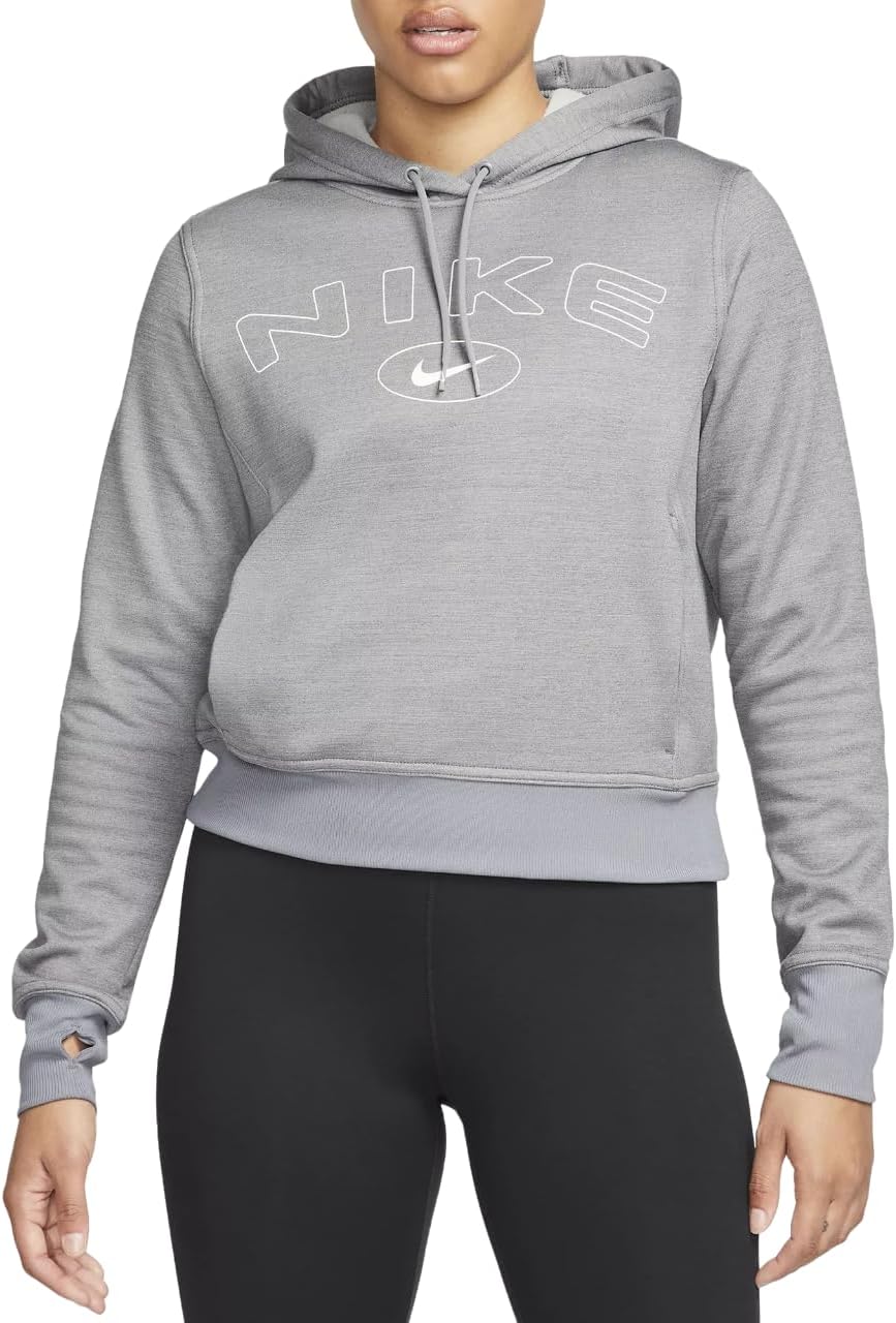 Nike Women's Therma Pullover Hoodie (US, Alpha, Small, Regular, Regular, Carbon Heather)