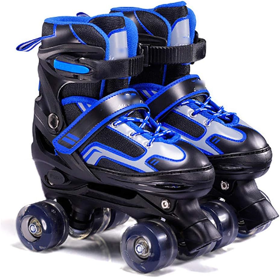 Quad Roller Skate Double-Row Roller Skates for Children Beginners Adjustable Size Flash Wheel Contains Protective Gear Boys and Girls Universal