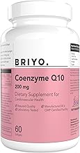 Briyo CoQ10 200 mg Ubiquinone – High Absorption Coenzyme Q10 Supplement for Heart Health, Energy & Antioxidant Support – Naturally Fermented, Gluten-Free – 60 Capsules