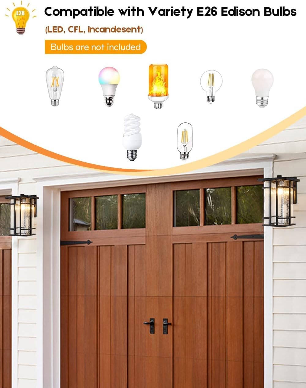 Cheapest 🛒 Rustic Outdoor Wall Light Fixture 13.8H Waterproof Exterior Wall Sconces Black Metal with Clear Seeded Glass Shade Outdoor Wall Lantern for Exterior House Patio Porch,Entryway,Garage Wall Lamps