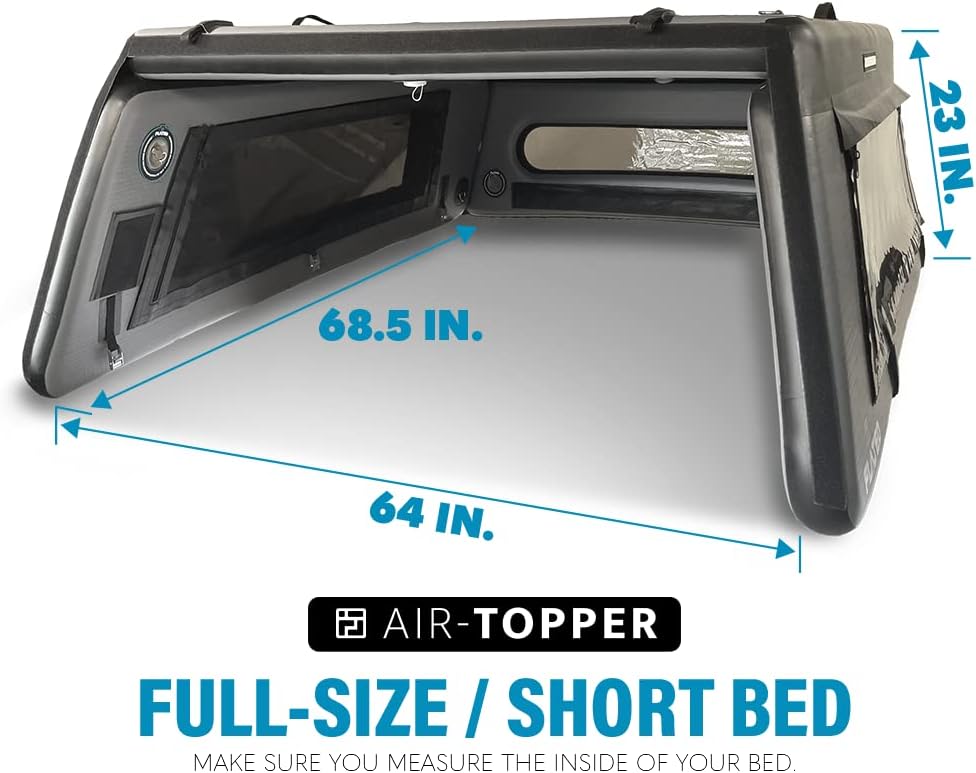 FLATED Air-Topper® MR54, an Inflatable Truck Cap Bed Cover for Full Size Short beds with a 5'2 to 5'5 Bed