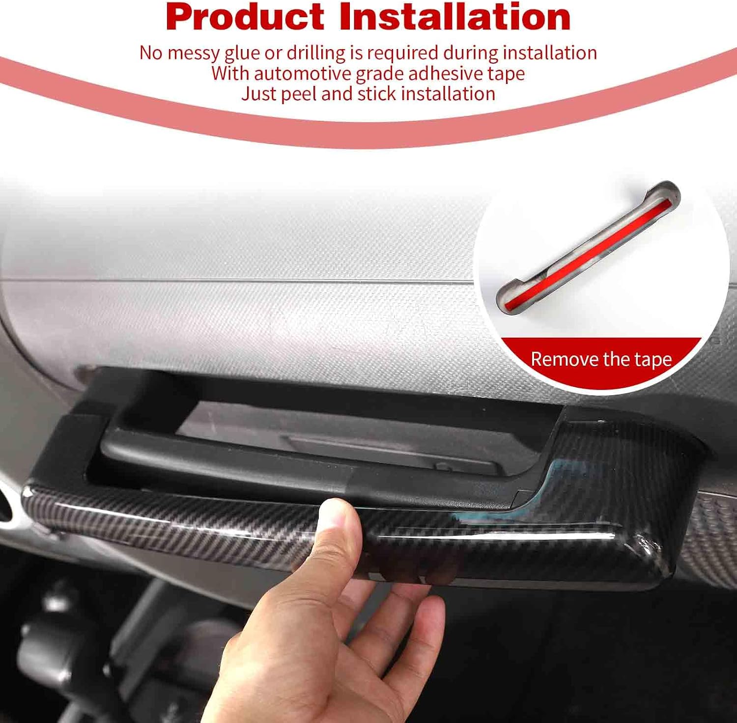 for Jeep JK Passenger Grab Handle Trim Cover for Jeep Wrangler JK JKU 2007 2008 2009 2010 Carbon Fiber Interior Accessories