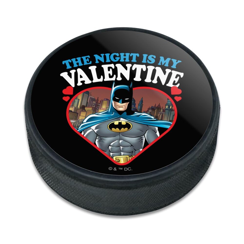 Batman The Night is my Valentine Ice Hockey Puck