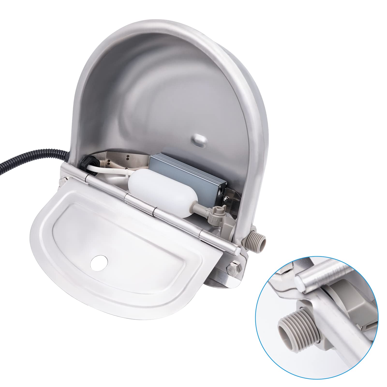 Abreuvoir Chauffant Automatique en Acier Inoxydable 220V, avec Robinet à Bille Réglable pour Chevaux, Bovins, Vaches, Chiens, Chèvres, Moutons et Porcs