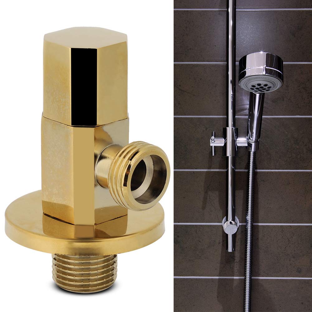 Vanne d'angle 1/2"Filetage Salle de Bains en Laiton Or Vanne d'arrêt Vanne de contrôle de l'eau Robinet Vanne d'angle Anti-Rouille