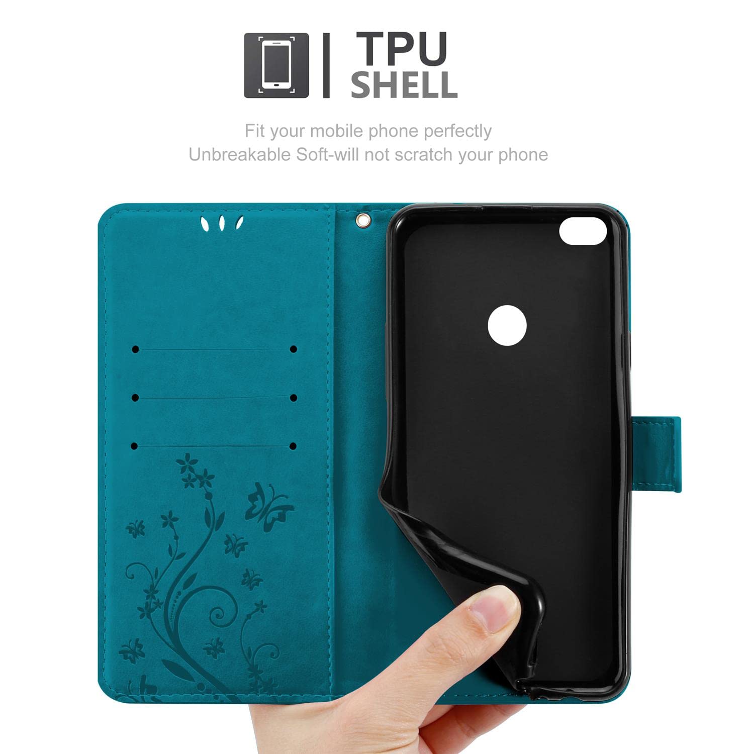 Cadorabo Custodia Libro compatibile con Huawei P9 LITE in GRIGIO FIORE