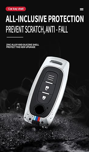 Miniatura 9 de ontto Compatible con Nissan 2023, funda para llavero de coche deportivo, soporte de llave de metal, plateado