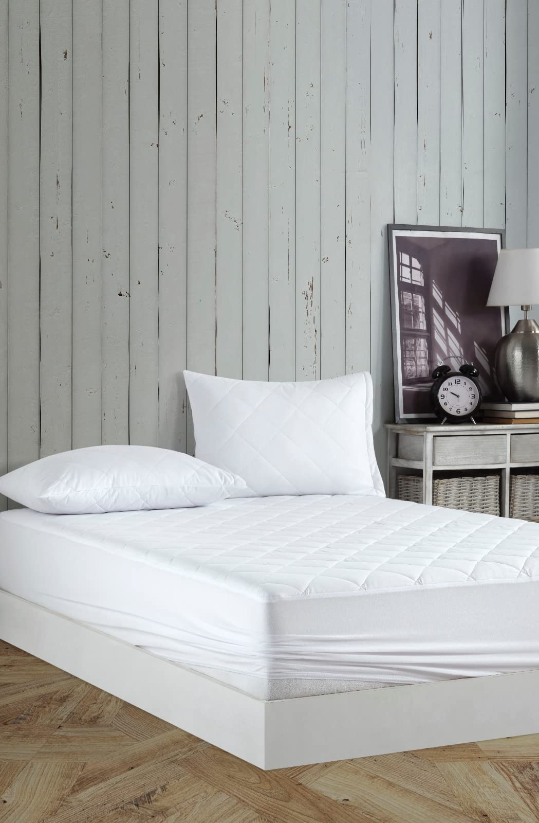 Protège Matelas en Coton, Alèse de lit hypoallergénique, Bandes élastiques, Respirant et Confortable Couvre de Matelas Extensible (Blanc, 140 X 190/200 + (35-40))