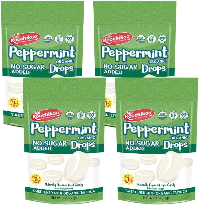 Koochikoo Organic & Sugar Free Lollipops Pouch, Assorted Fruit Flavors, No Sugar Added, Gluten Free & Vegan, 10 CT Lollipops/Pouch (Pack Of 4 Pouches