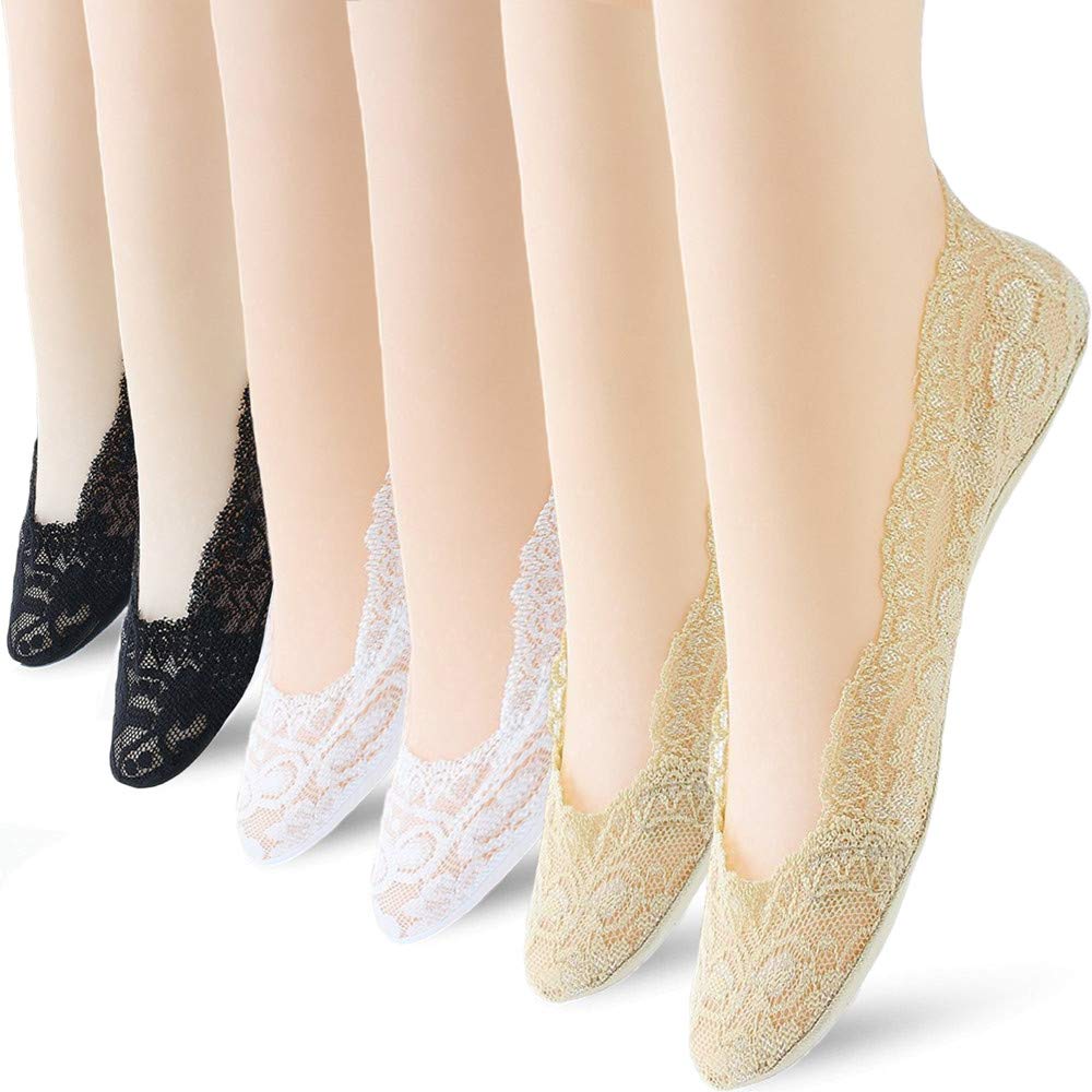 RAMANUJA 6 Pairs No Show Socks Lace Women No Show Liner Socks Womens No Show Socks Thin Low Cut Casual Socks Non Slip-image-13