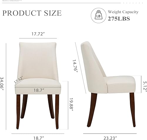 Miniatura 8 de COLAMY Juego de 2 sillas de comedor tapizadas, sillas de cocina modernas de mediados de siglo con respaldo, sillas de comedor laterales de tela de