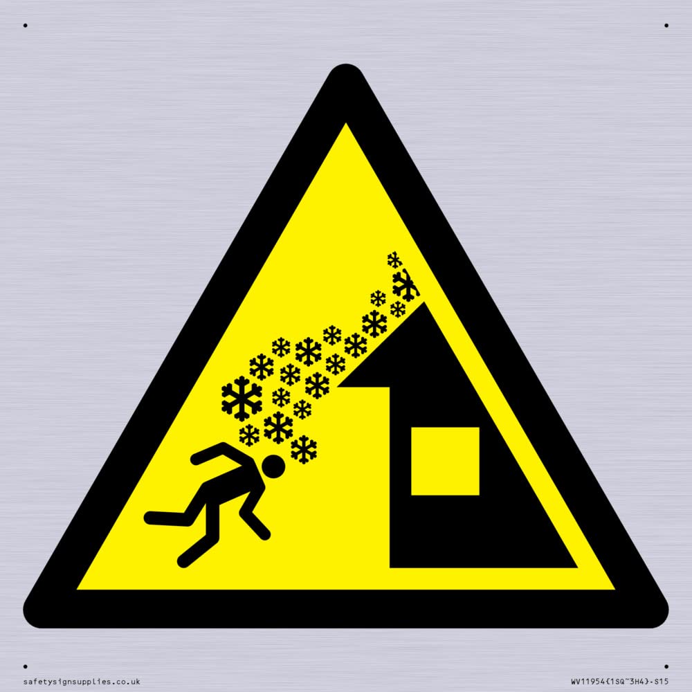 W040 Warning: Roof avalanche Sign - 150x150mm - S15