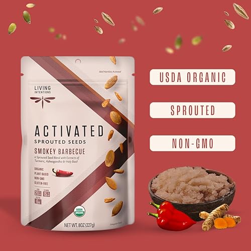 Miniatura 9 de Living Intentions Semillas de girasol germinadas orgánicas Mojo de jalapeño - Sin OMG - Sin gluten - Vegano - Paleo - Kosher - Unidad de 8 onzas