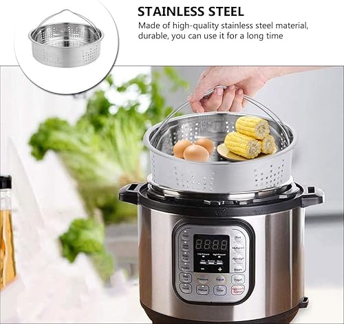 Miniatura 5 de HEMOTON Cesta de vapor de acero inoxidable para cocinar al vapor, plato grueso para cocinar al vapor, bandeja para utensilios de cocina con asa para