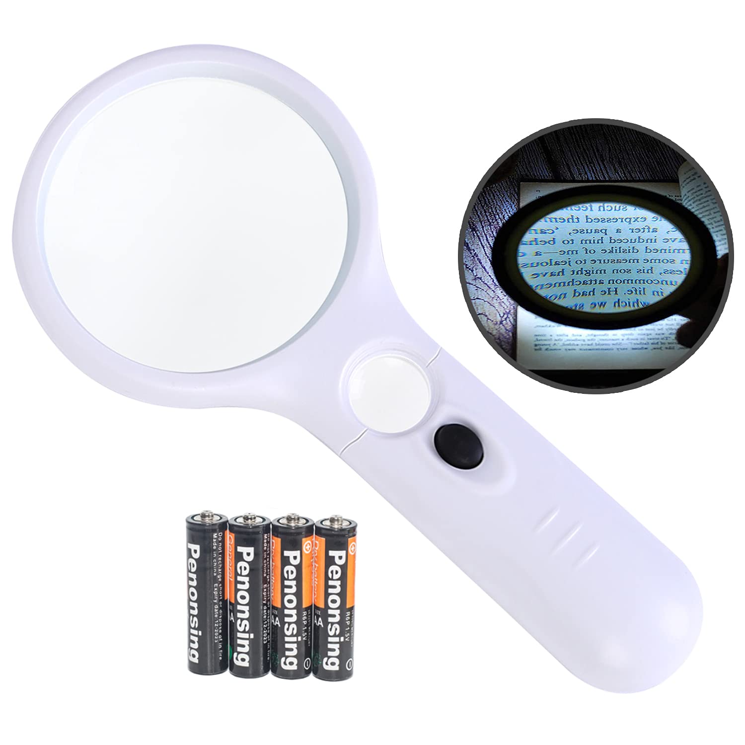 Buy 3X 45X LED Lighted Magnifying Glass,Batteries Included,Illuminated