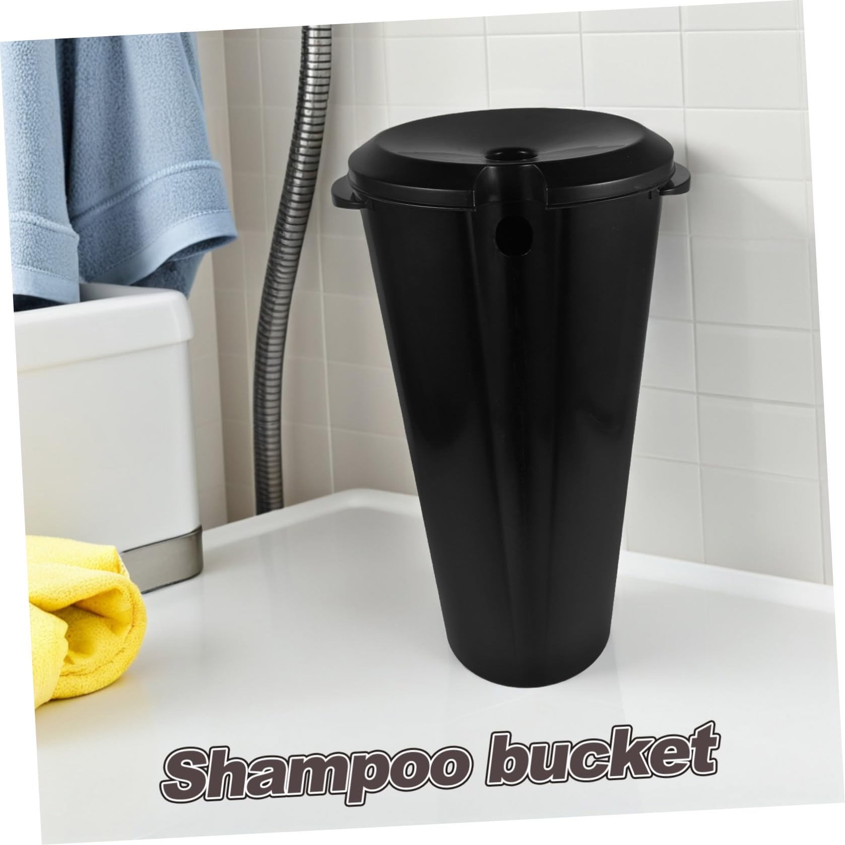 Lavacabezas Portátil para Cabello de 15 L con Tapa y Cubo Negro