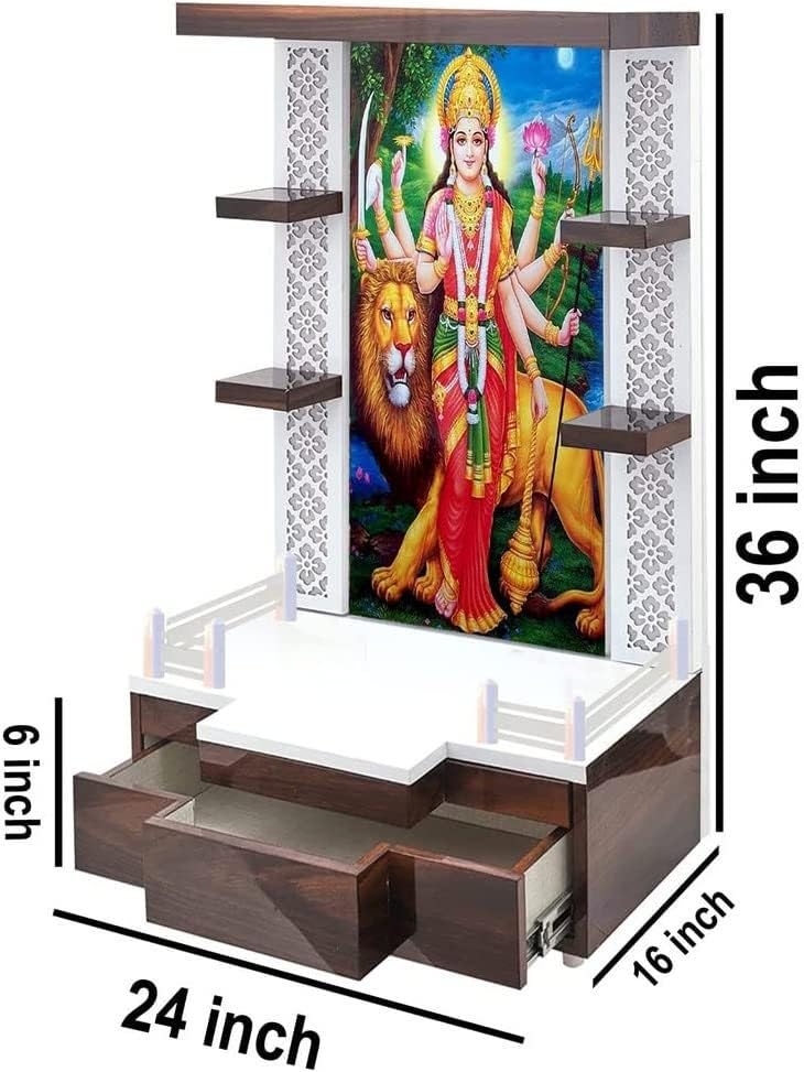 Temple hindou avec fond LED Devyom pour autel Pooja Mandir de table - 4