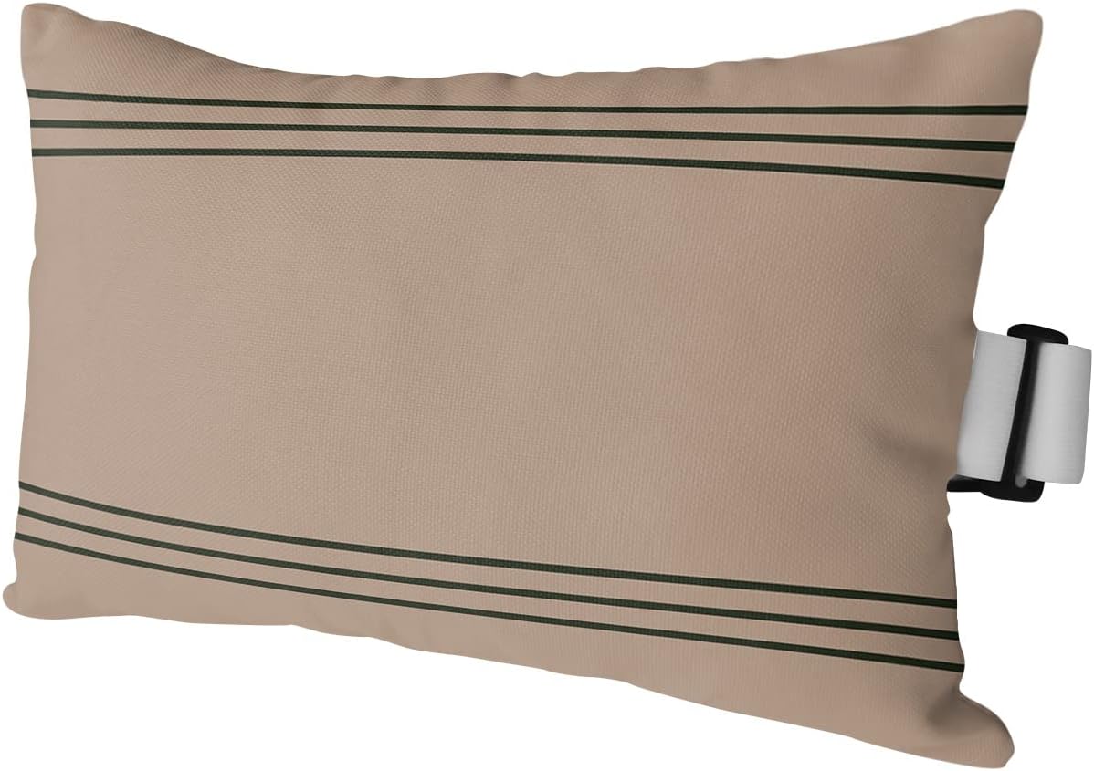 Chaise Lounge Head Resting Pillows, Retro Brown Beckground Dark Green Stripes Outdoor Chaise Pillows, Waterproof Patio Furniture Pillows with Insert and Adjustable Elastic Stripe for Beach Chair