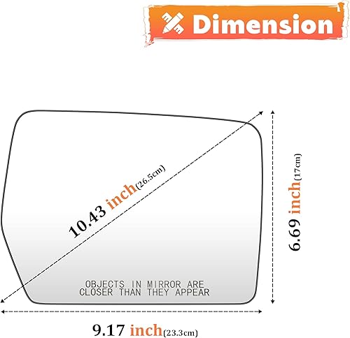 Miniatura 5 de Espejo convexo con calefacción eléctrica del lado derecho del pasajero para Ford F-150 2004-2014 Reemplazo para 4L3Z-17K707-DA