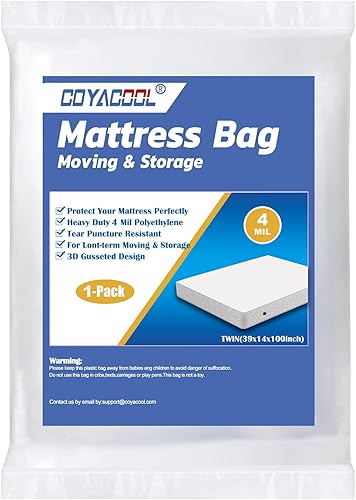 COYACOOL Bolsas de colchón King para almacenamiento en mudanza, paquete de 2 unidades, 6 mil, resistentes, resistentes a desgarros y pinchazos,
