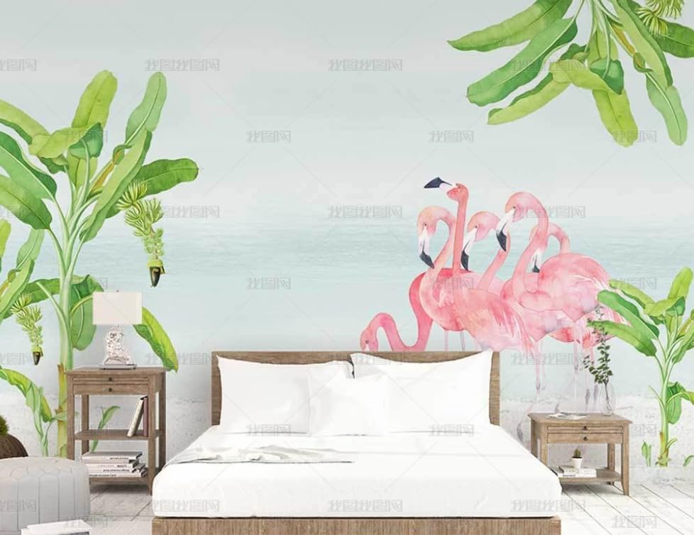 Papier peint intissé flamingo forêt amazonienne salon poster mural